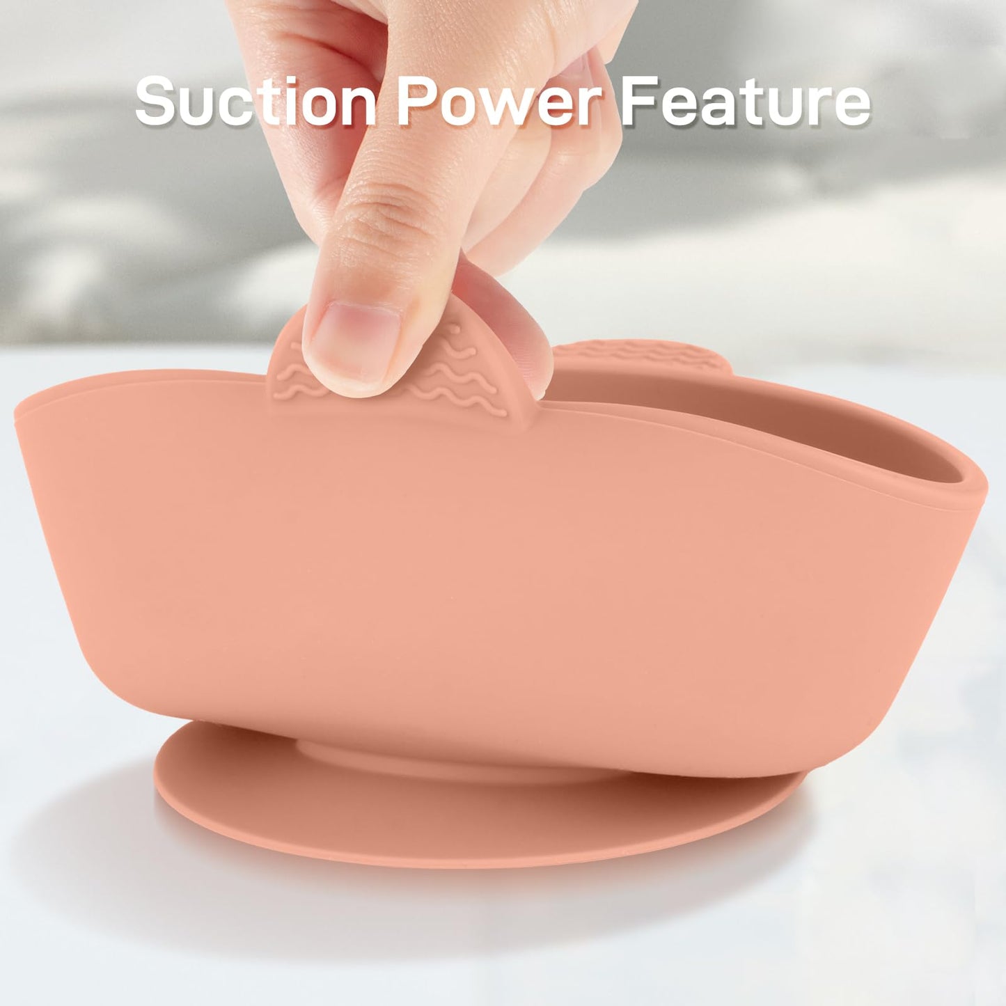 Eascrozn feeding bowls set on a wooden highchair tray