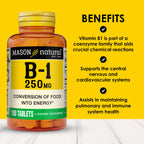 Mason Natural Vitamin B1 supplement bottle side label details