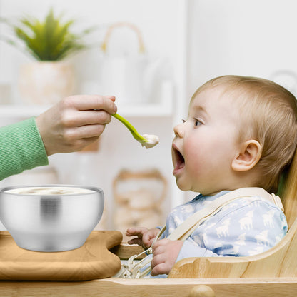 Matte finish stainless steel bowls for children and toddlers