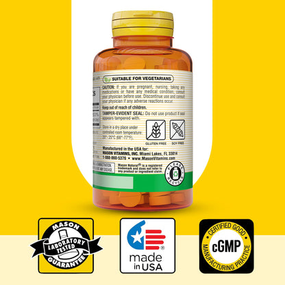 USA imported authentic Mason Natural Vitamin B1 dietary supplement for cellular energy production.