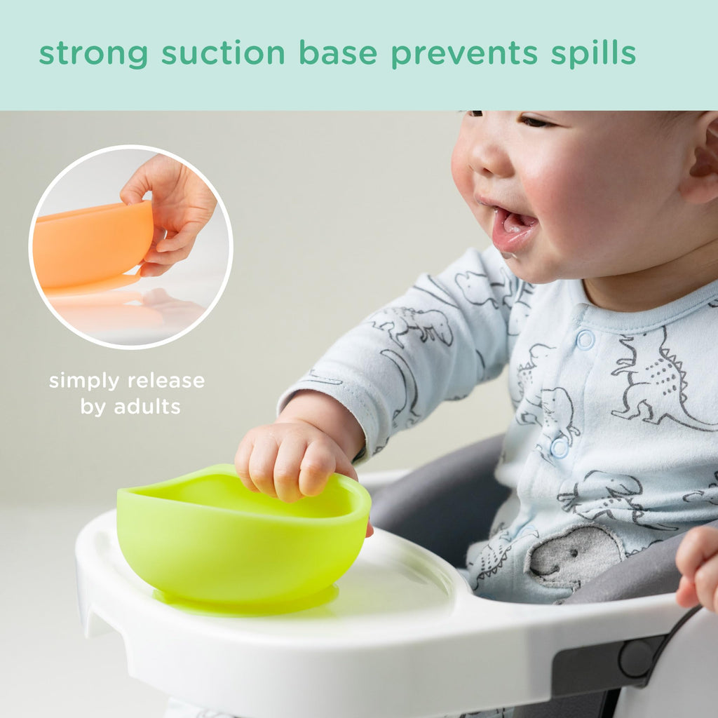 Side profile of Olababy silicone suction bowl showing the smart lip design