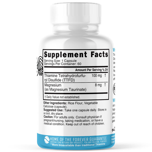 Nature's Fusions advanced thiamine tetrahydrofurfuryl disulfide supplement ingredients panel