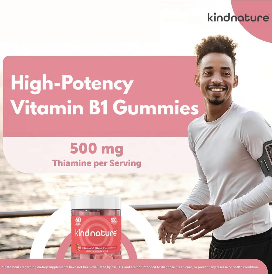 Kindnature Vitamin B1 Gummies nutrition facts label close up
