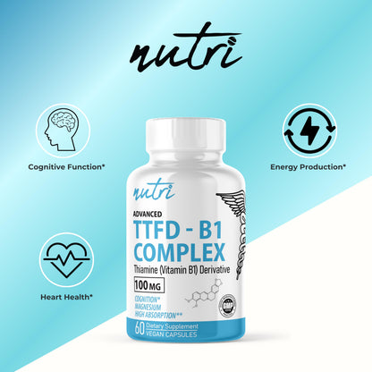 High absorption TTFD vitamin B1 for brain and nerve support label details