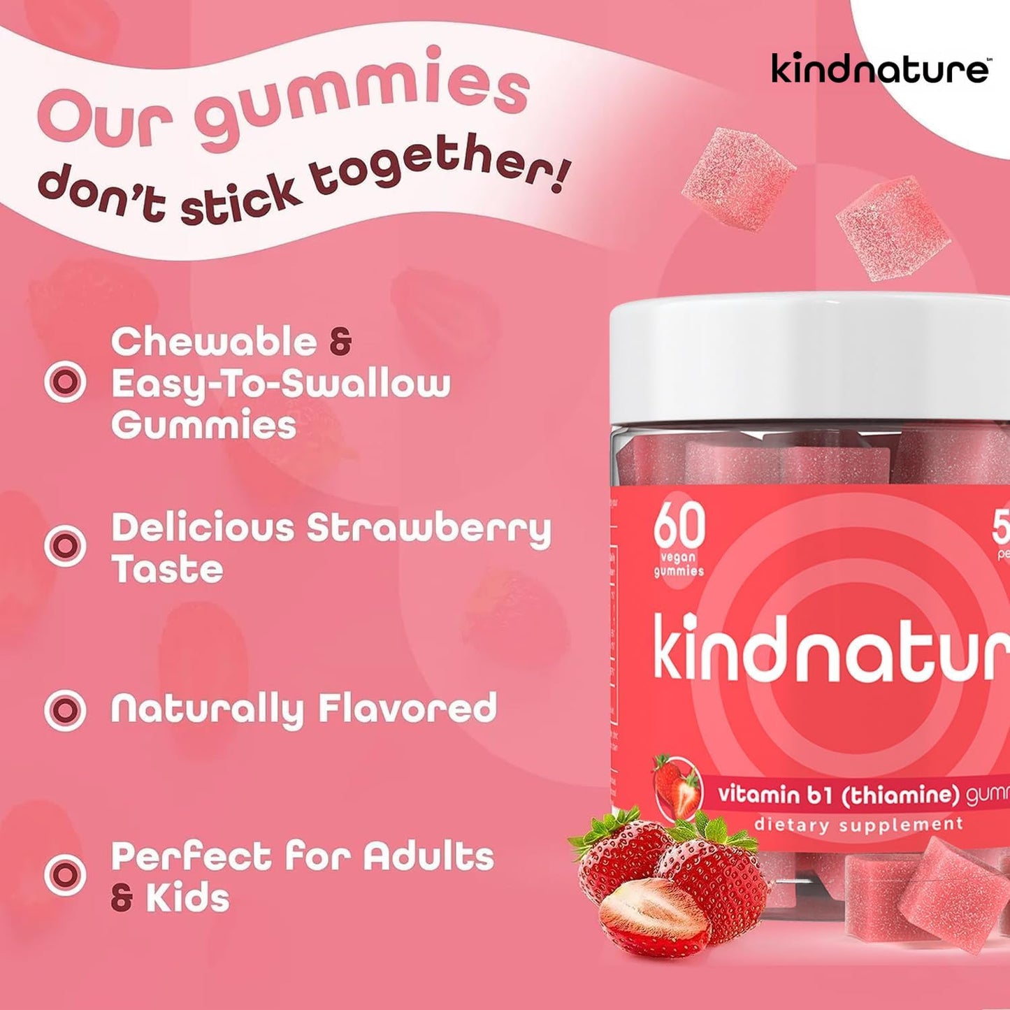 Authentic USA imported Kindnature B1 dietary supplement bottle label details