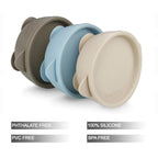 PandaEar blue brown and tan silicone bowls for toddlers