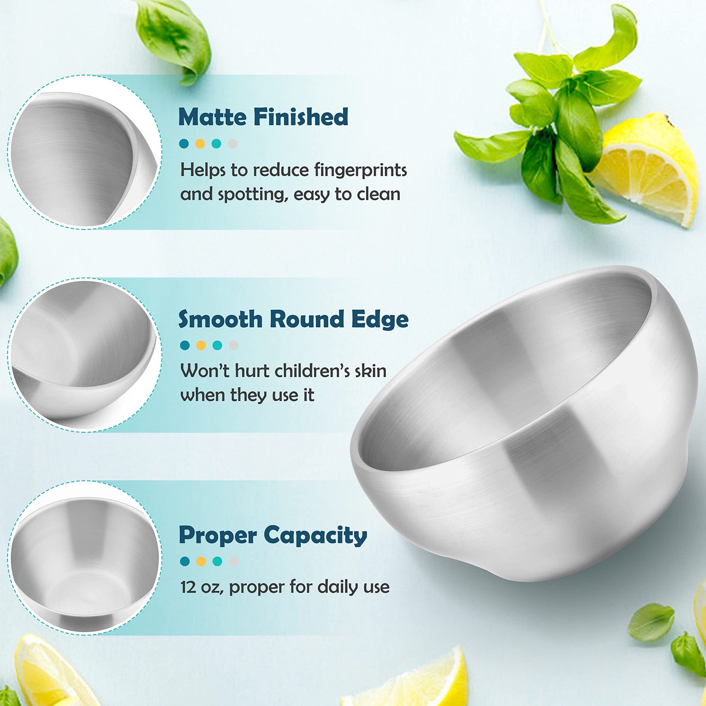 HaWare kid-friendly metal bowl with matte finish surface