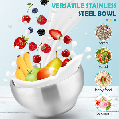 Top view of 6 HaWare stainless steel bowls for feeding
