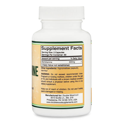 Double Wood Supplements fat soluble Vitamin B1 derivative ingredient list