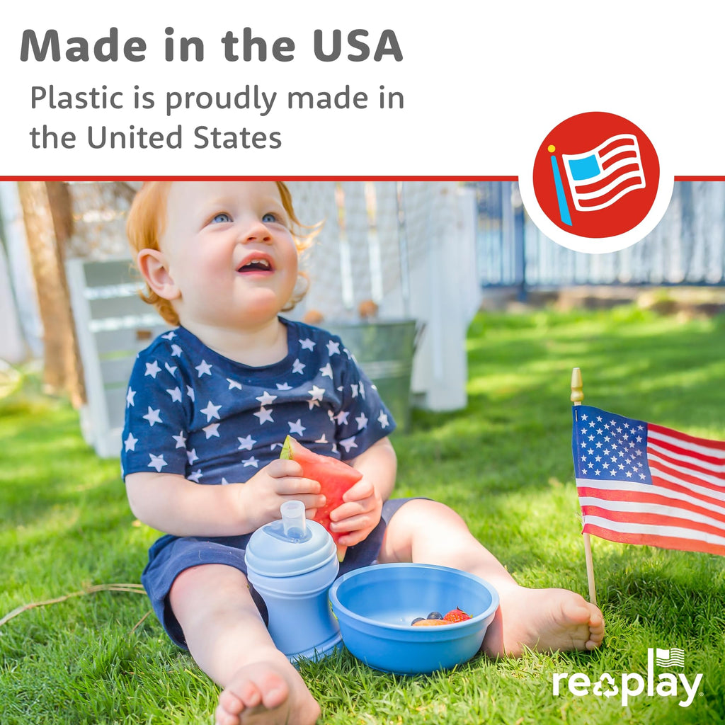 Deep-walled design of Re-Play snack bowls for toddlers
