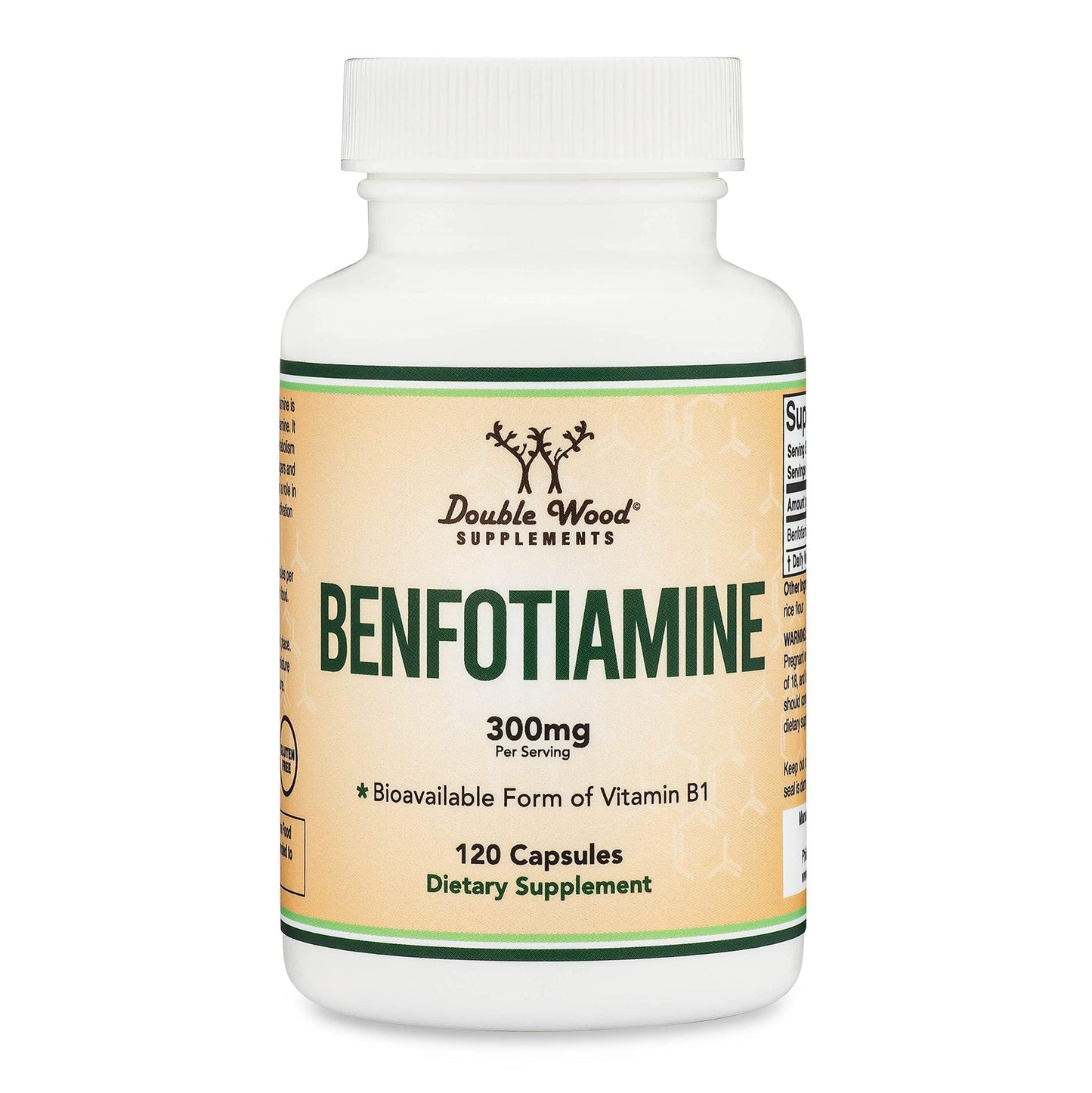 Premium non GMO gluten free USA imported benfotiamine bottle side panel