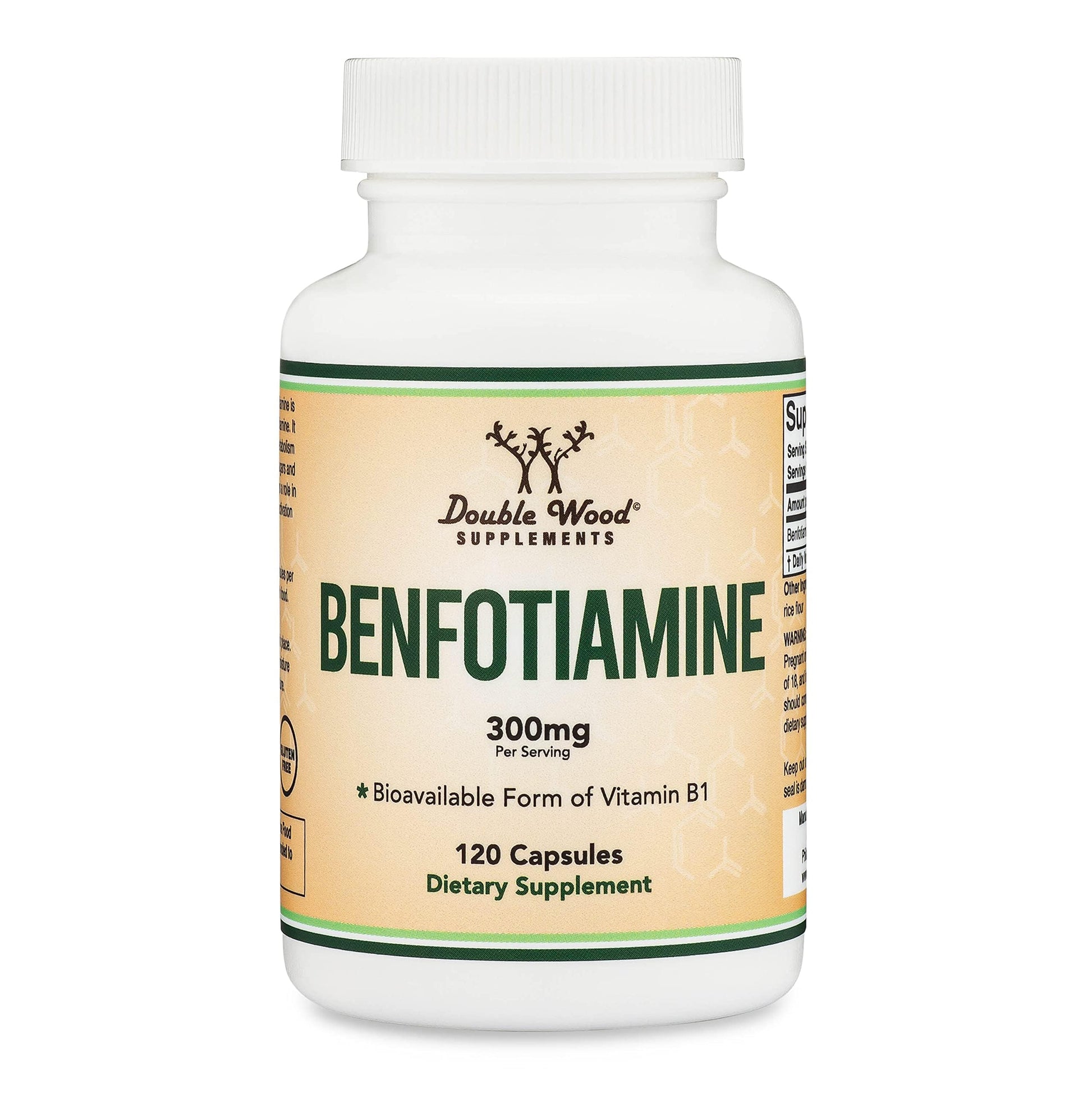 Premium non GMO gluten free USA imported benfotiamine bottle side panel
