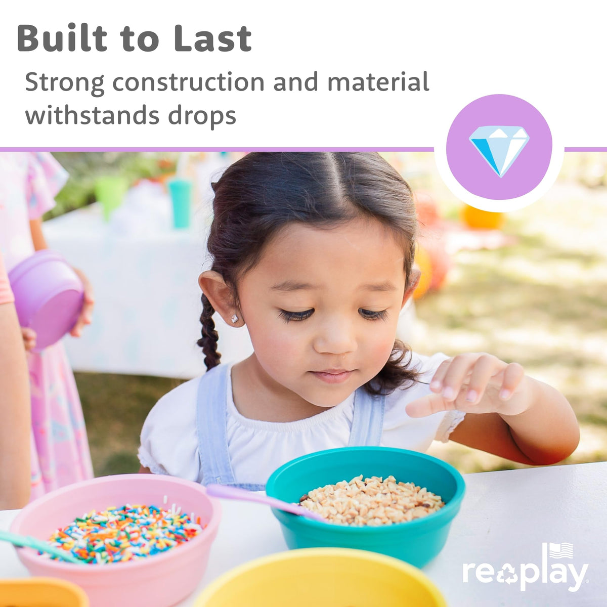 Top view of Re-Play 12 fluid ounce toddler bowls