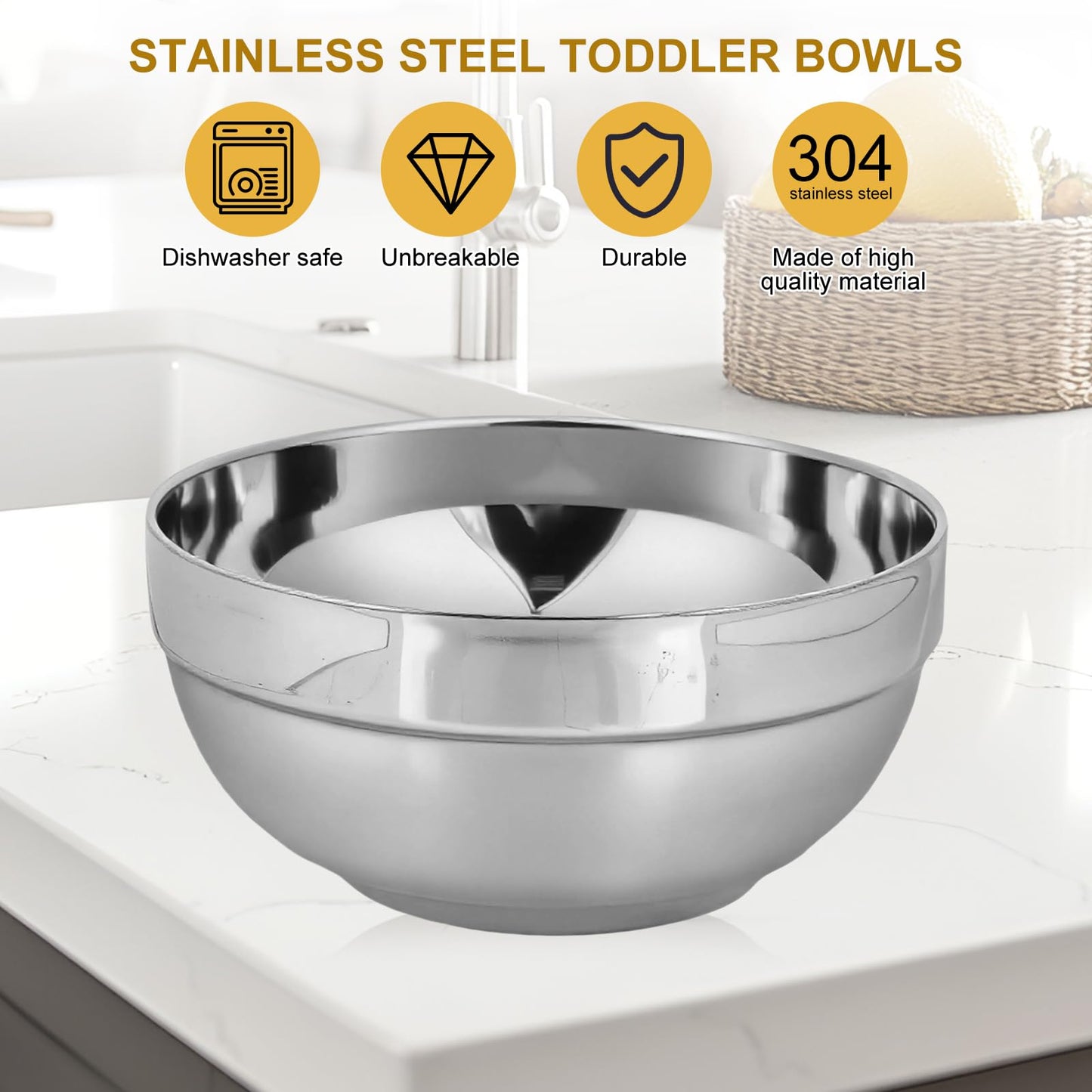 Insulated stainless steel serving dish side profile