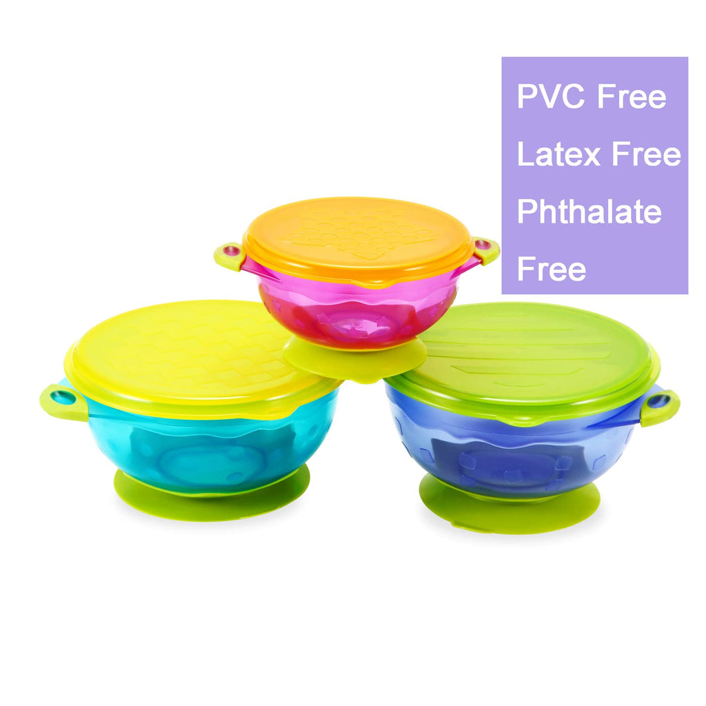 PandaEar toddler bowls with secure lids and utensils