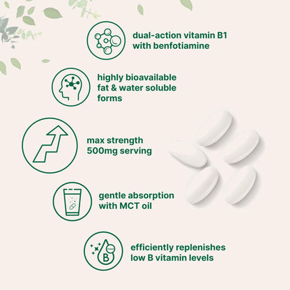 Close up look of highly bioavailable thiamine softgels infused with coconut source medium chain triglyceride oil.