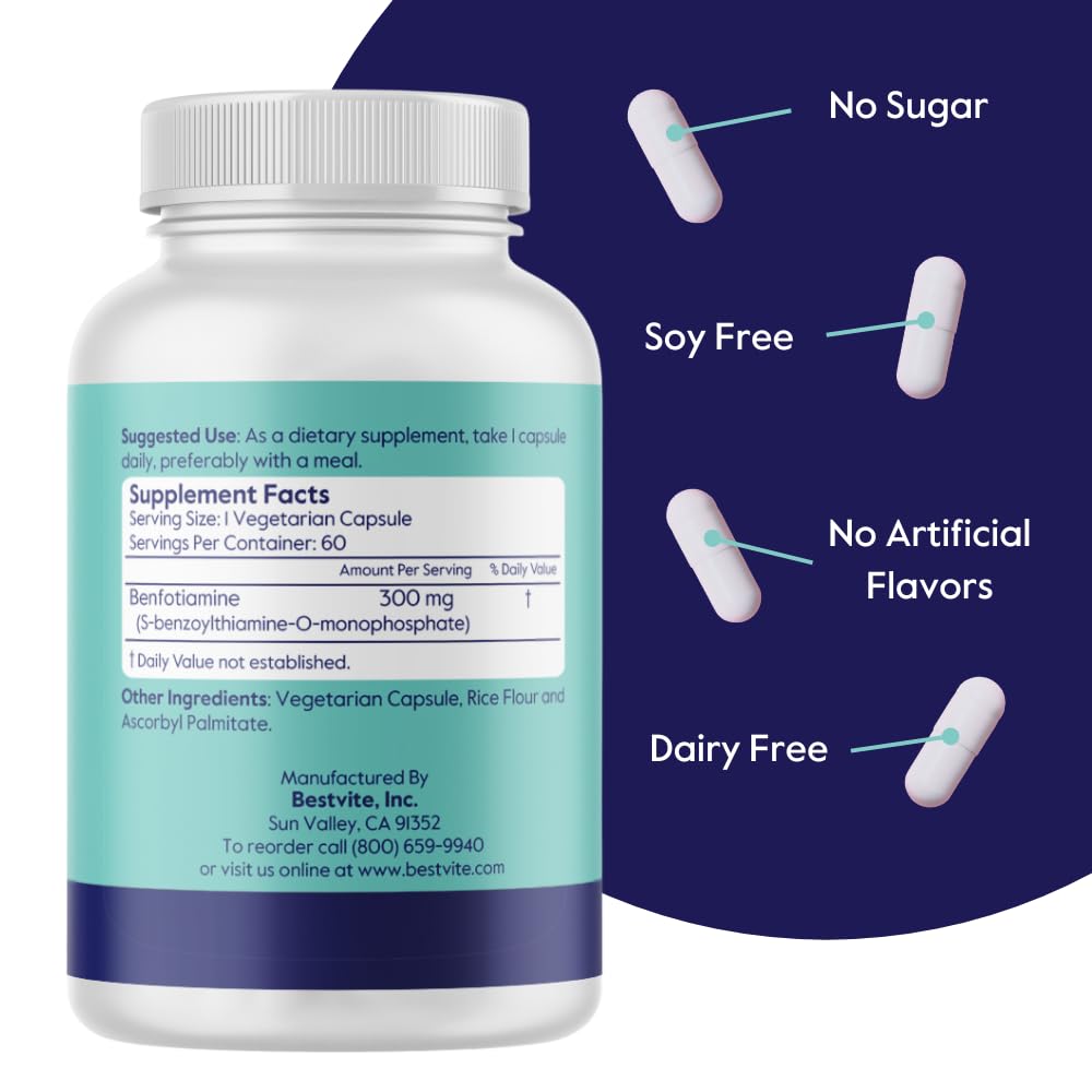 Bestvite Benfotiamine nutritional facts panel