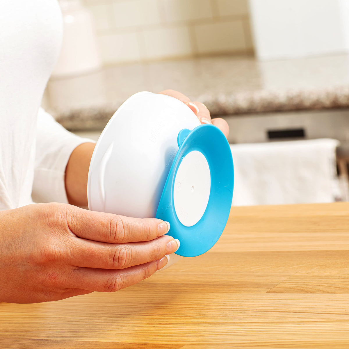 Two Dr. Brown's suction bowls stacked for storage