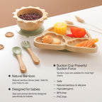 Baby feeding set with bamboo spoon and fork and silicone tips