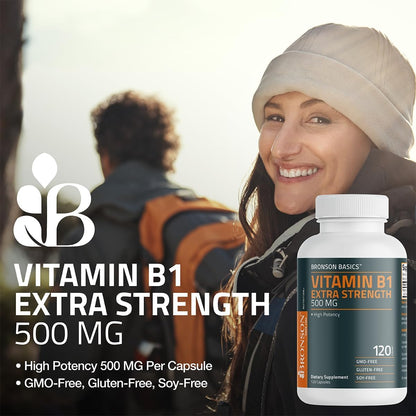 Bronson USA imported non-GMO gluten-free vitamin B1 product seal