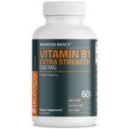 Nutritional facts panel on the back of the Bronson Vitamin B1 product bottle