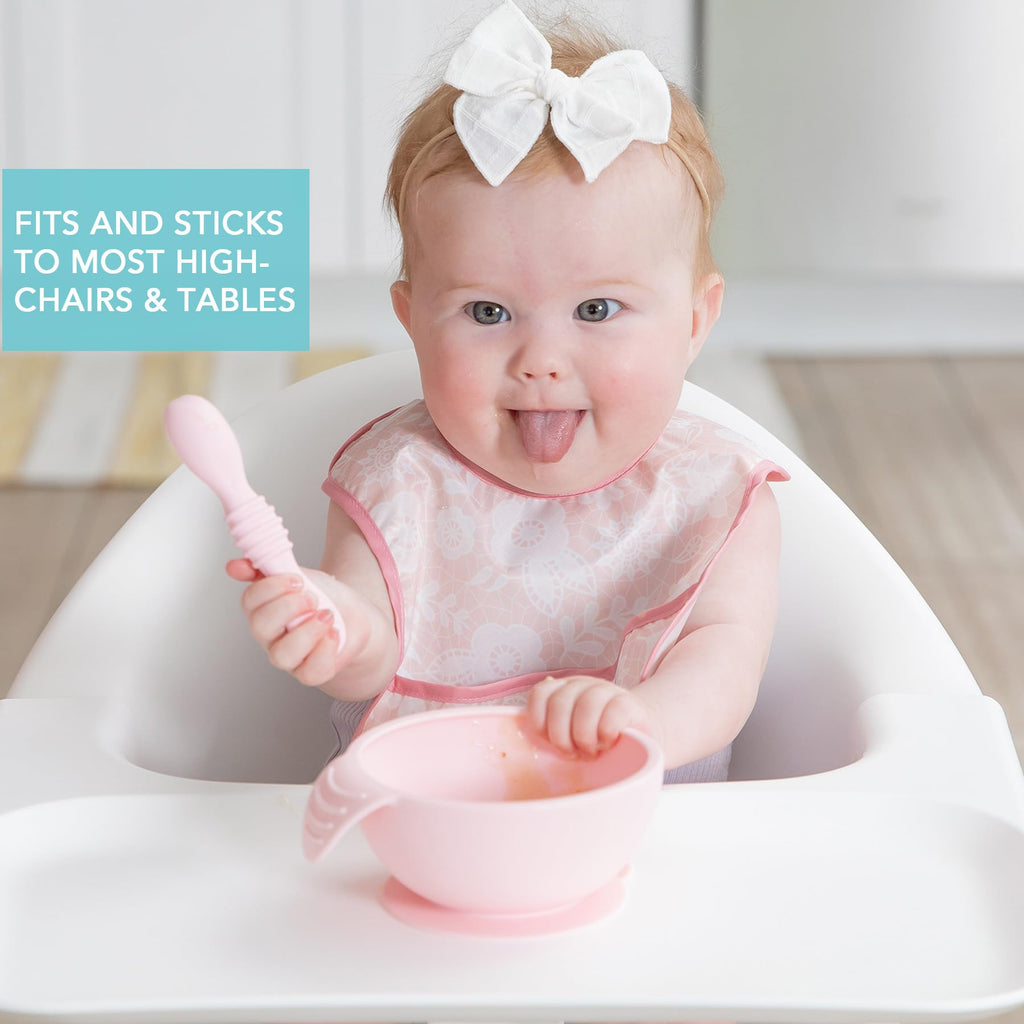 Top view of Bumkins baby bowl with secure silicone lid