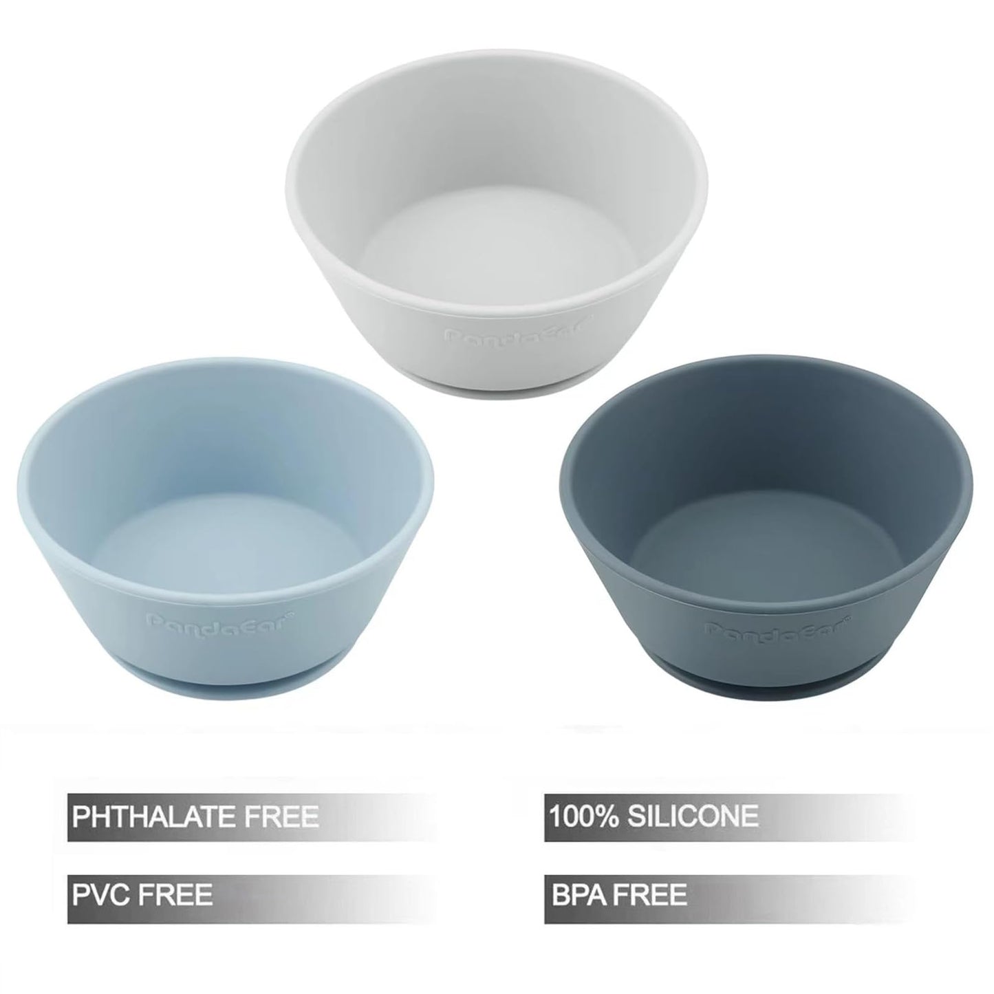 PandaEar silicone baby bowls showing suction base detail