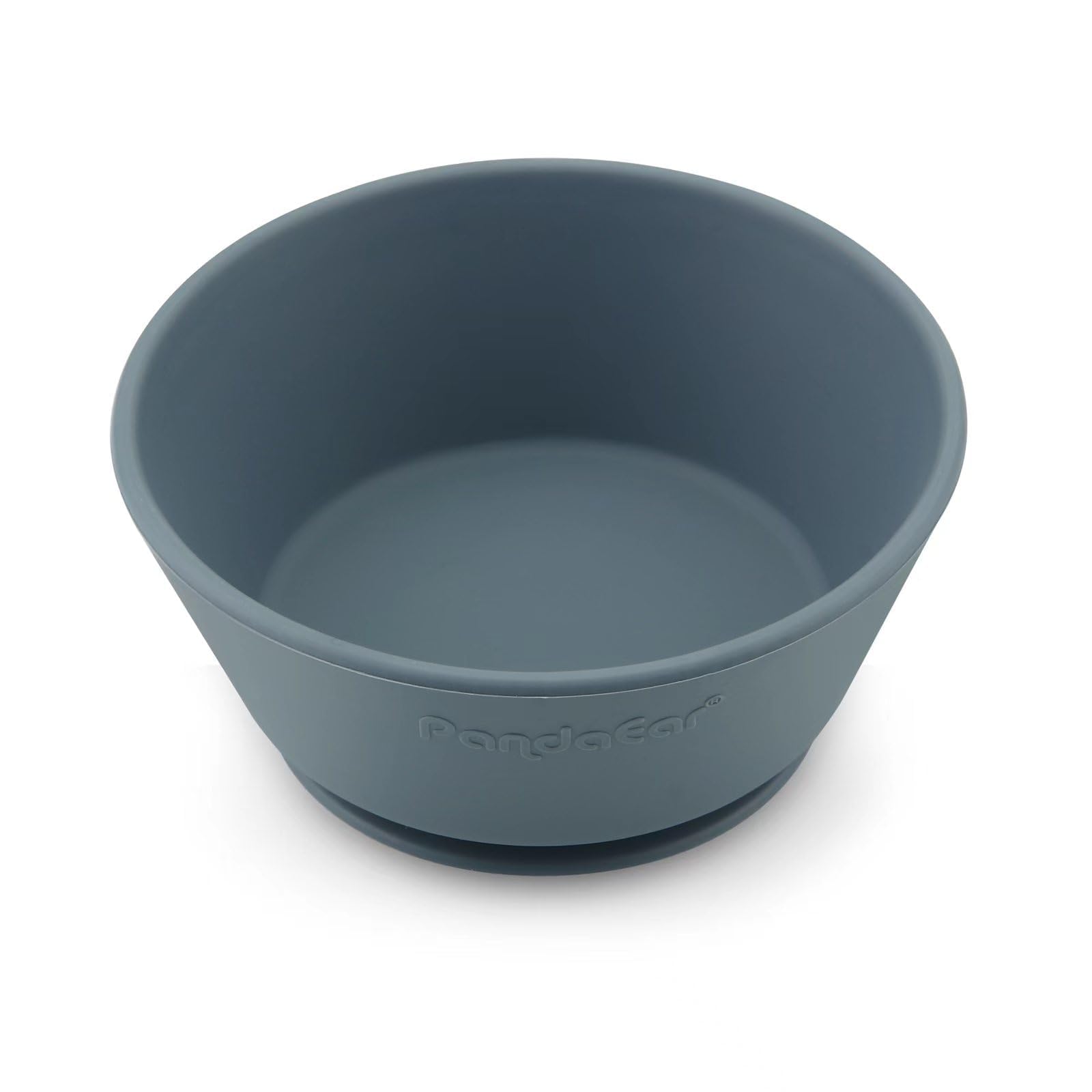 Three pack PandaEar baby suction bowls in blue and gray colors