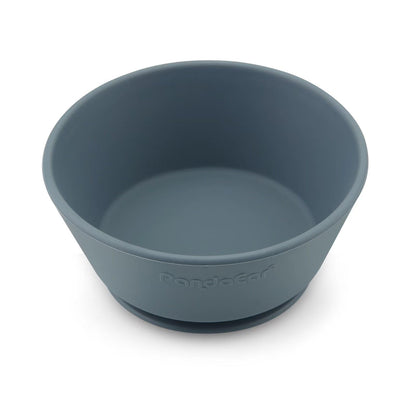 Three pack PandaEar baby suction bowls in blue and gray colors