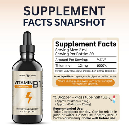 Think Above keto friendly vitamin B1 bottle standing upright on a clean background.