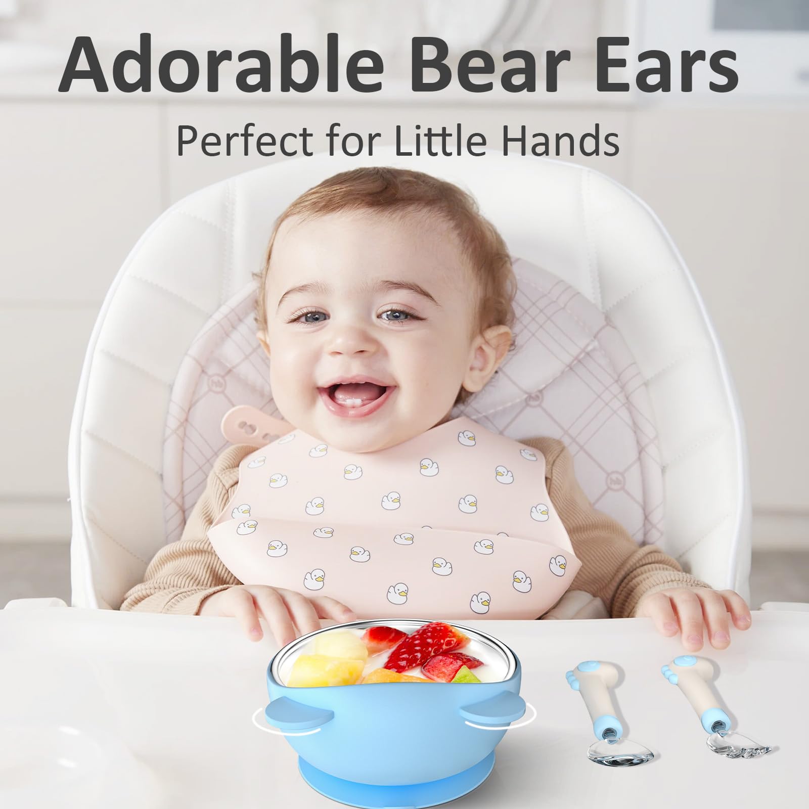 Four piece baby suction bowl set in different colors