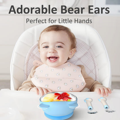 Four piece baby suction bowl set in different colors