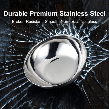 Miusco stainless steel bowl showing depth and thickened rim