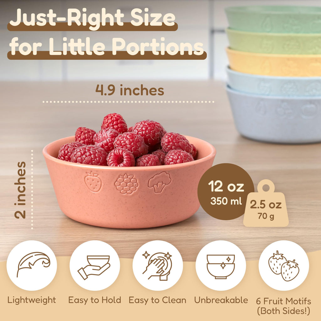 Foodle toddler bowls showing 12 fluid ounce capacity