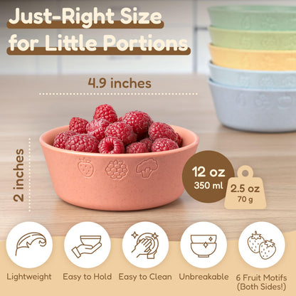 Foodle toddler bowls showing 12 fluid ounce capacity
