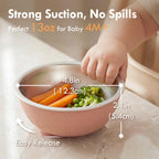 Moonkie toddler bowl showing suction base on high chair