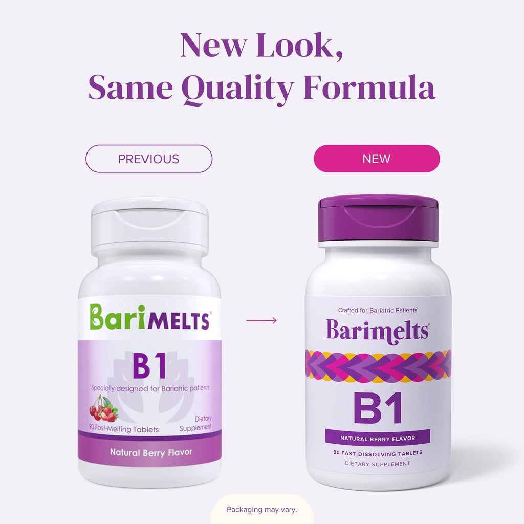 BariMelts Vitamin B1 packaging highlights showing sugar-free formulation