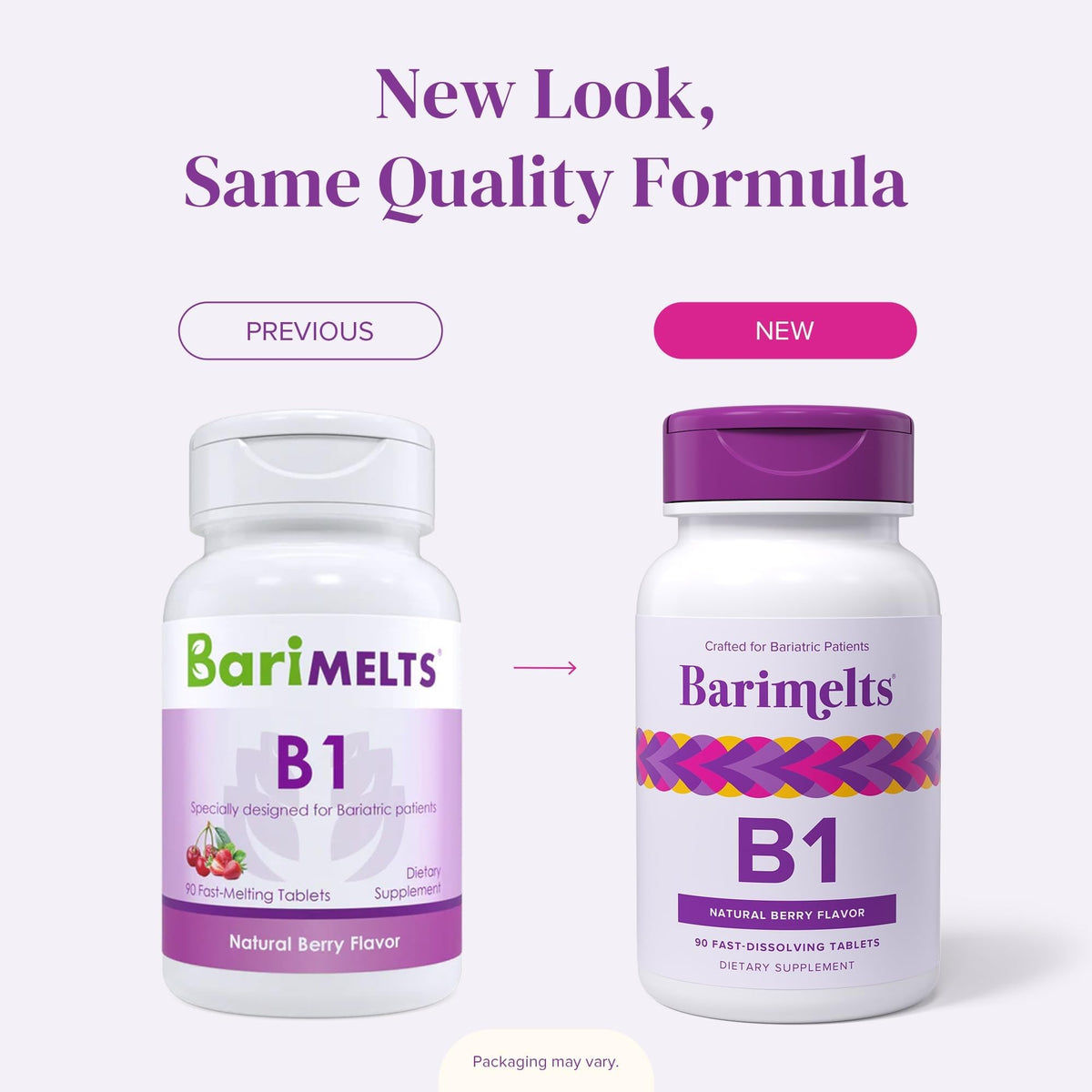 BariMelts Vitamin B1 packaging highlights showing sugar-free formulation