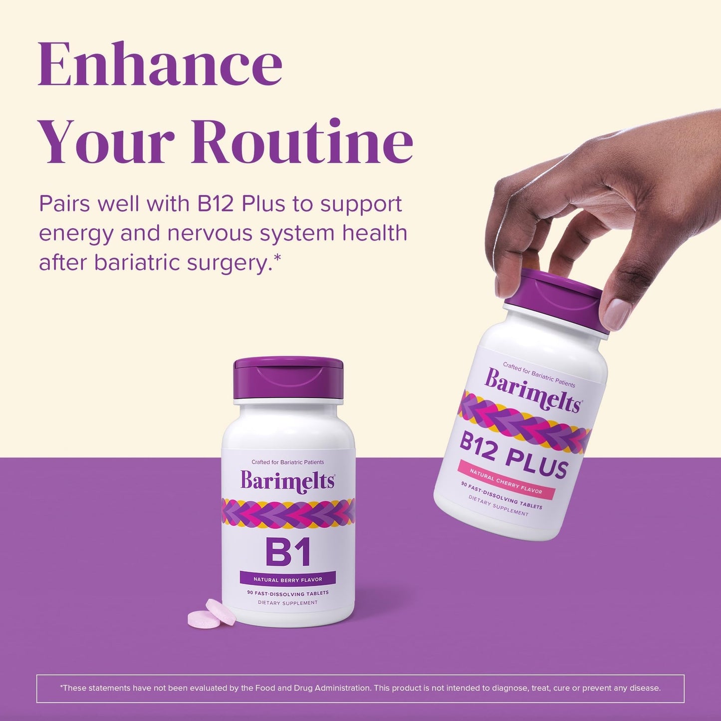 BariMelts Vitamin B1 natural berry flavor dissolving tablets product shot