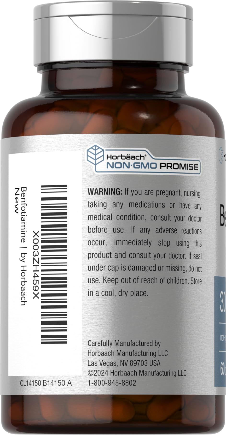 Horbäach non gmo gluten free benfotiamine capsules for nerve health and glucose metabolism support