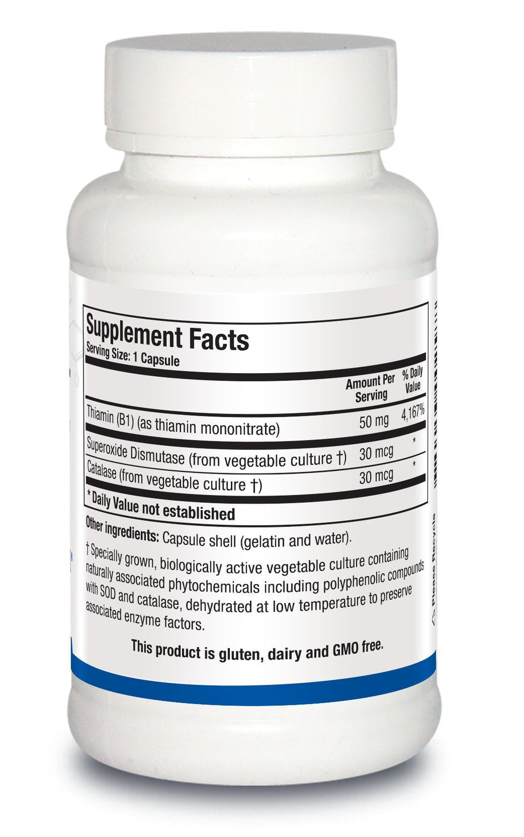 Biotics Research Thiamin 90 capsules label supplement facts