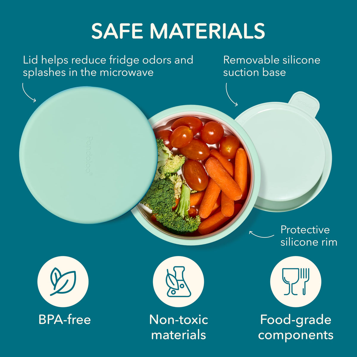 Detailed view of removable food-grade silicone sleeve on ceramic bowl