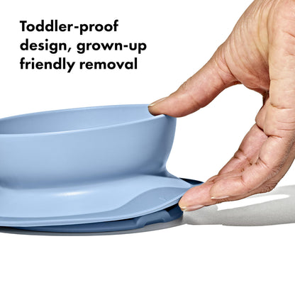 Oxo Tot Stick and Stay Suction Bowl showing deep walls for scooping