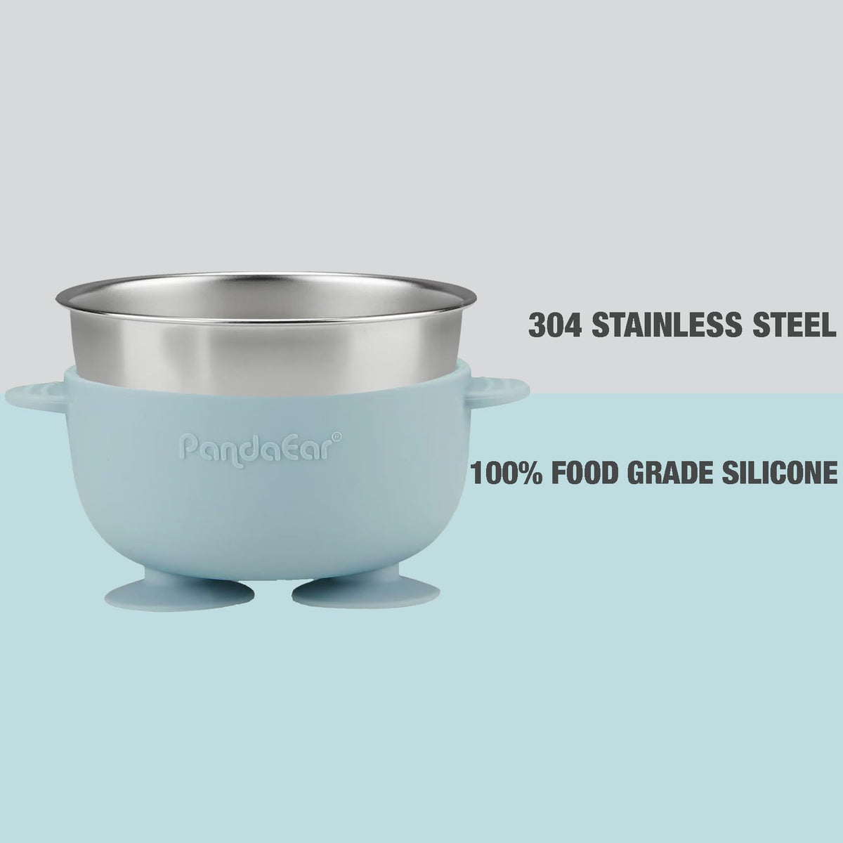 Top view of PandaEar stainless steel toddler feeding bowls