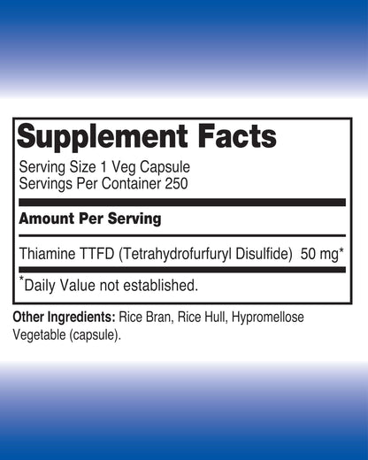 The One Pill Integrative Healing Vitamin B1 250 vegan capsules supplement facts and ingredient label details