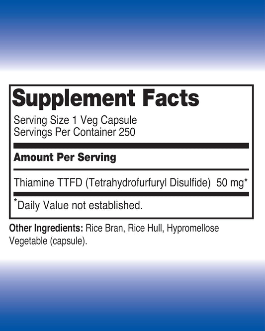The One Pill Integrative Healing Vitamin B1 250 vegan capsules supplement facts and ingredient label details
