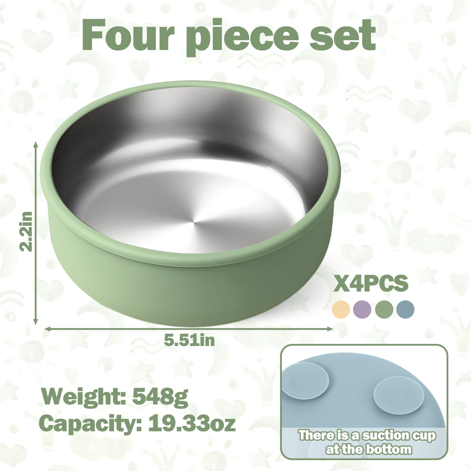 Mity Rain toddler bowls showing removable silicone shell and steel insert