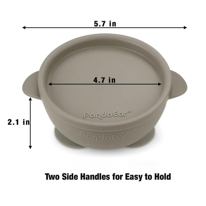 Side profile view of PandaEar food grade silicone bowl showing strong suction base