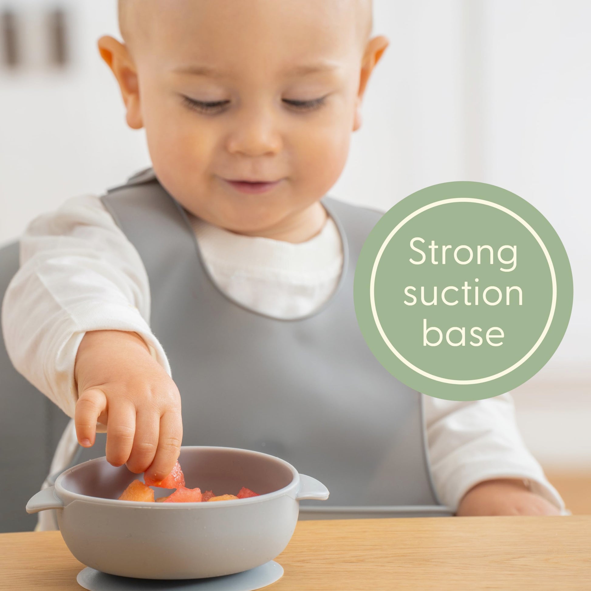 Detail of UpwardBaby suction base on baby bowl