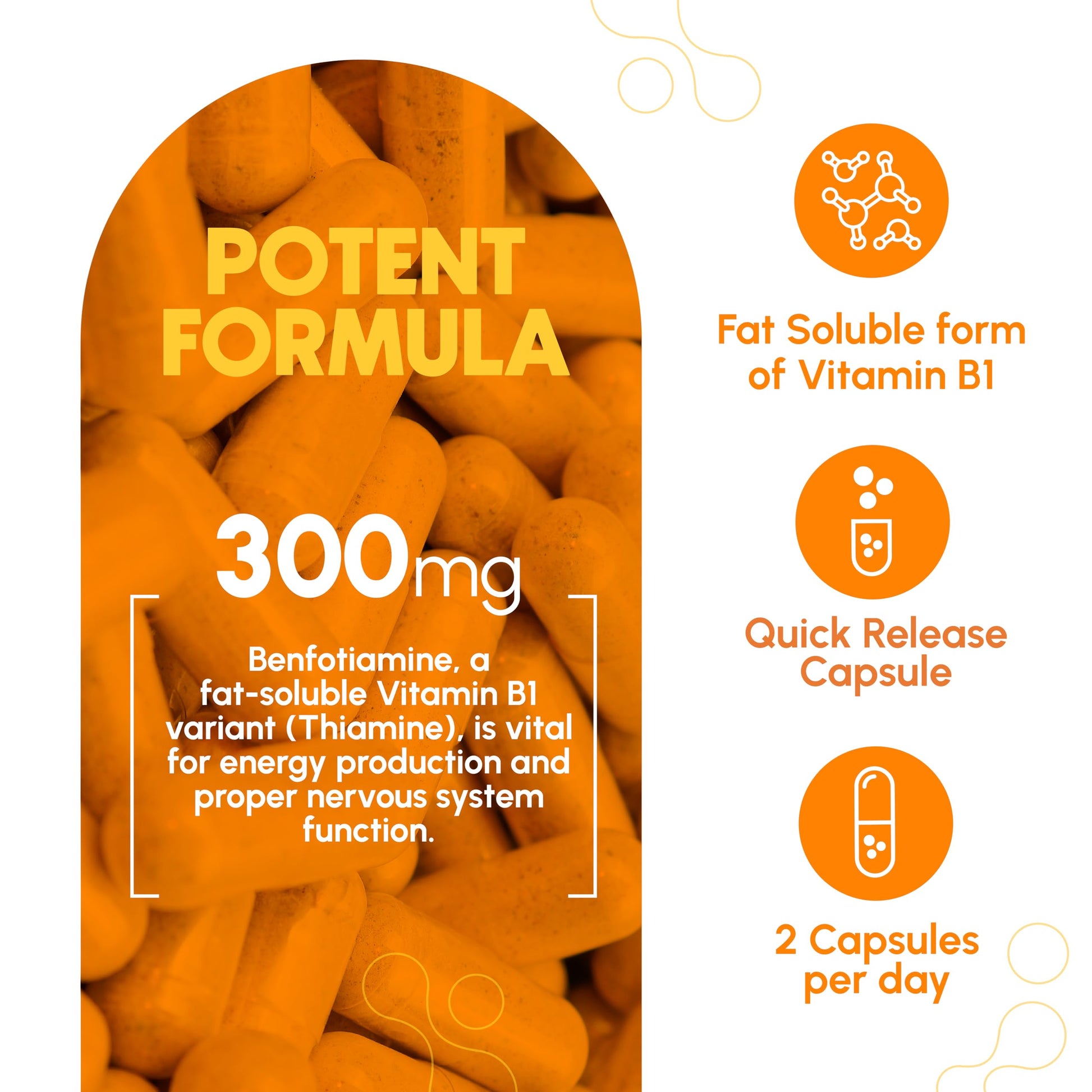 Side profile of Zenavea Vitamin B1 derivative 180 capsules bottle showcasing product features